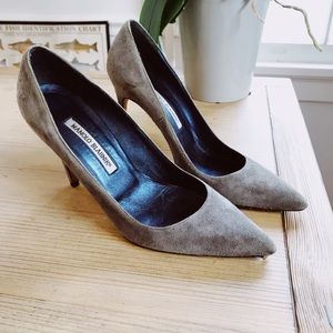 Manolo Blahnik Grey Suede Pumps
